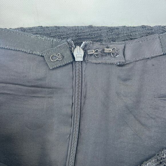 Carolina Herrera New York Tweed Boucle Black Designer Knee Length Skirt 12 - Picture 7 of 9